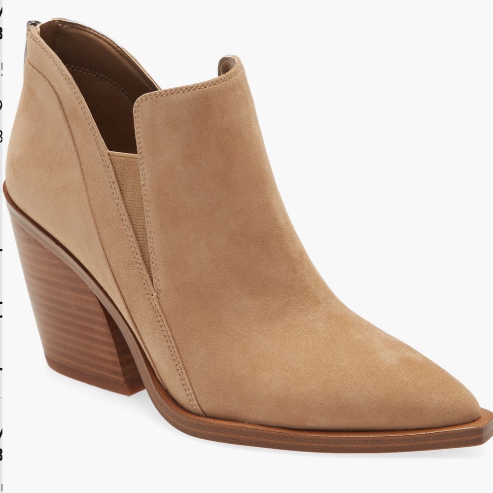 Vince Camuto Gradina Block Heel Bootie, Tortilla Suede, Size 9.5